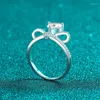 Cluster Rings Heart In A Beat For Women 1 Moissanite Diamond Ring Pt950 Platinum Mesons Wedding Jewelry Type Main Stone