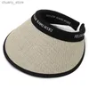 바이저 여성 더블 레이어 태양 모자 UPF50+ UV-Proof Layer 직조 모자 여름 해변 선 보호 모자 패션 모자 Y240417