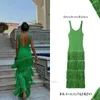 Casual Dresses Summer Tassel Knit Camisole Dress Sexig Boho Birthday for Women Green S M L