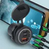 새로운 C 충전기 소켓 12V 58W 아울렛 듀얼 PD USB-C QC3.0 자동차 RV 보트 용 버튼 스위치가있는 USB 포트