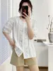 Blouses voor dames bloem geborduurde shirts lente en zomer modieuze los passende Boheemse stijl korte mouwen vestiging