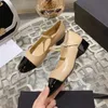 High quality Women's High Heels Designer leather Fashion Mary Jane Single shoes Brand sexy Party Shoes Color matching Wedding shoes 6.5cm 4.5cm heel