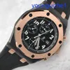 Fancy AP Wrist Watch Royal Oak Offshore Series Automatic Machinery 42mm Time and Date Display Mens Watch Rose Gold Precision Steel Uppgraderad Black Plate 26170st