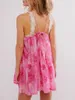 Robes décontractées pour femmes mini-robe robe sans manches couchage lickter imprimé floral libine