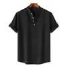 Herren-T-Shirts Männer Kurzarm Shirt Business Stilvoller Sommer mit Stand Halsband Cufflink Detail Slim Fit for Casual