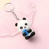 Keychains Lanyards New Cute Cartoon Couple Panda Keychain Pendant Car Bag Key Chains for Women Jewelry Gift d240417