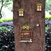 Resin Fluorescent Door /Window Outdoor Creative Miniatures Garden Decoration Elf Home Yard Art Garden Ornament 240411