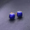 Studörhängen CSJ Elegant Natural Lapis Earring Sterling 925 Silver Gemstone 8mm For Women Party Birthday Hand Made Jewelry Gift 2024