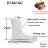 Chaussures décontractées Ryamag 2024 Bottes de toile pour femmes Milieu zip Flats Classiclace-Up Zipper Forfothing Vulcanize Sneakers