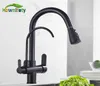 Золото -черное бершром Kitchcen очищенный кран вытягивает воду фильтра Tap 23 Way Torneira Cold Mixer раковина Crane Кухонный