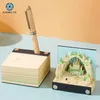 Desk Calendar Calendar Memo PadCreative Desk Calendar DIY Notes Notepad3D Art Calendar Paper Carving Gift House Sculpture 240410