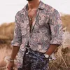 Heren t shirts retro korte mouw zachte knop down casual kraag comfortabel mode Hawaiian Mens Print Stijlvolle turn-down