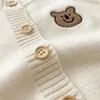 Cute Bear Autumn Baby Knitted Coats KoreanChildrens Cardigan Jacket Long Sleeved Top Sweater Outdoor Wear 240409