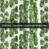 Fleurs décoratives 12pcs 2,2m Artificiel Liana Vine Mur suspendu Fake Plants Ivy Pothos Begonia String Lave Home Garden Wedding Party