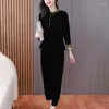 Women's Two Piece Pants 2024 Silk Vintage Chinese Velvet Solid Color Set Long Sleeve Shirt Top Mom's Slim