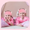 10pcs Set Spa Party Robe Kimono Girl Girl Bathrobe Satin Silk Birthday Slumbers Child Disposable Favors with Bandbandblindfold 240407