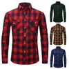 Chemises décontractées pour hommes Shirts européens et américains Brossed Plaid Shirt Flannel à manches longues à manches longues