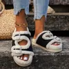 Slippers 2024 Winter Sheep Shoes Women's Low Hair Flip-flops Platform Plush Rubber Basic Roman Fabric 36-43