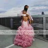 Robes de fête Luxury Sparkly Pink Mermaid Prom 2024 Glitter Crystal Riche Ruffle Graduation Robe Birthdays Gonws Robe