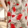 夏のドレス長いヴィンテージ女性エレガントなサンドレス半袖ドレスカジュアルVネックドレスプラスプラスサイズ240402