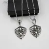 Hip Hop Vintage Thai Silver Scout Flower Shield Pendant with Trendy Punk Style Domineering Unisex Necklace