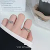Anillos de clúster anillo de plumas abierta de plata S925 S925 para mujeres Vintage estilo hoja