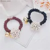 Haarrubberbanden Elegante Pearl -strass Schroeven Simple Metal Plaat Pearl Haar touw Touw Lies Modieuze vrouwen Wave Rubber Headband Ring Y240417