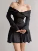 Robes décontractées sexy mini femmes slash couche en tricoté