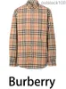 Fashion Luxury Buurberlyes Clothes for Women Men New Classic Gold Buckle Plaid Cotton Long Sleeved Shirt for Women with Brand Original Logo