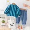 Set di abbigliamento Stubito per bambini primaverili per bambini Stupido per bambini pantaloni maglietta a strisce a righe 3 pezzi/set da bambino costume casual per bambini abbigliamento sportivo