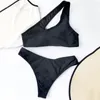 Set di bikini da bagno femminile set sexy verde 2024 mujer a una spalla anello da donna costume da bagno tagliata il bagno brasiliano bikini brasiliani