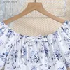 Vestidos de menina vestido de menina verão novo azul floral estampado vestido princesa elegante estilo pastoral diariamente férias casuais roupas de criança fofas