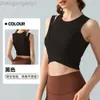 Desginer Als Yoga Aloe Bra Tanks Spring/Summer Sparice Fake Two Piece Vest Integrated Fixed Cup Wearing Solid Color Sleeveless Fitness Top for Women