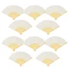 Figurine decorative 5 pezzi White Wedding Hand Fan Fan Fan Bamboo Piegatura per decorazione Bride per essere regali di festa ospite