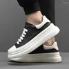 Casual Shoes For Male 2024 Versatile Basic Men's Vulcanize Man Sneakers Sewing Round Toe Lace Up Platform