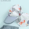 Één-stuks zomerse mode kinderen uitslagbeveiliging zwempak schattige cartoon vis afdrukken korte mouwen zwempak rits met hoed set q240418