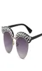 Sunglasses Luxury Designer Cat Eye Women Vintage SemiRimless Sun Glasses 2022 Bling Rhinestone Diamond Eyewear For FemaleSunglass6038254