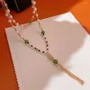 Catene catene di maglioni primavera collana di perle d'acqua dolce donna cristallo fragole naturale 8mm verde 70 cm di lunghezza 7-8 mm alla moda