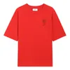 24SS Mens Amis Fashion T-shirt Designer T-shirt Summer Amis Pure Coton Red Coeur Un couple brodé T-shirt Haikyuu Street Fashion Clothing 610