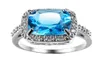 Luckyshien Sky Blue Topaz Gemstone Vintage Square Rings Schmuck 925 Sterling Silber Eheringe für Frau Zircon6486739