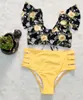 2024 LUSSO FLOOL RUFFUFE HIGH WANIST DUE BIKINI SET BIGINIS SUDIFICA SUDIFICA