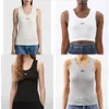 Tanks kvinnors camis anagram-ombroderad bomullsblandning tank topp shorts designer t skjortor kostym stickad femme beskurna tröja damer tees topps vit svart grå ees s