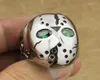 316l en acier inoxydable Halloween Jason Masque Hockey Green CZ Eyes Mens Ring 3F201A11925942