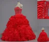 Novo vestido de bola vermelha de alta qualidade vestidos quinceanera 2016 sweetheart lantejas de miçangas de piso baile partido doce 16 vestido wd2137757144