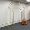 Party Decoration 3PCS Shiny Gold Large Flower Arrangement Rack Outdoor Lawn Wedding Floral Arch Baptism Birthday Display Stand Ornaments