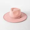 BERETS 2024 LUXURY DESIGNERブランドFedora Hat for Women Hats Ladies EELEGANT WINTER WOOL PINK WEDDING WHOLEAREAL