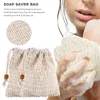 Förvaringspåsar 40 Pack Soap Exfoliating Saver gjorde Sisal Mesh Bag Bar med dragskon för badduschanvändning