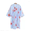 Women's Sleepwear KISBINI Women Nightdress Summer Flower Printed Nightgown Lady Kimono Style Thin Cotton Female Night Gown