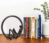 Aesthetic Encircled Reader Art Iron Sculpture Modern Abstract Figurine Shelf Decor Accents Bookshelf Ring Decorative Objects 240411