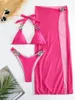Kvinnors badkläder Luxury Rhinestone Bikini Set Women Yellow Diamond Push Up Mesh Kjol 3 Piece Swimsuit 2024 Summer Bathing Suit Cover